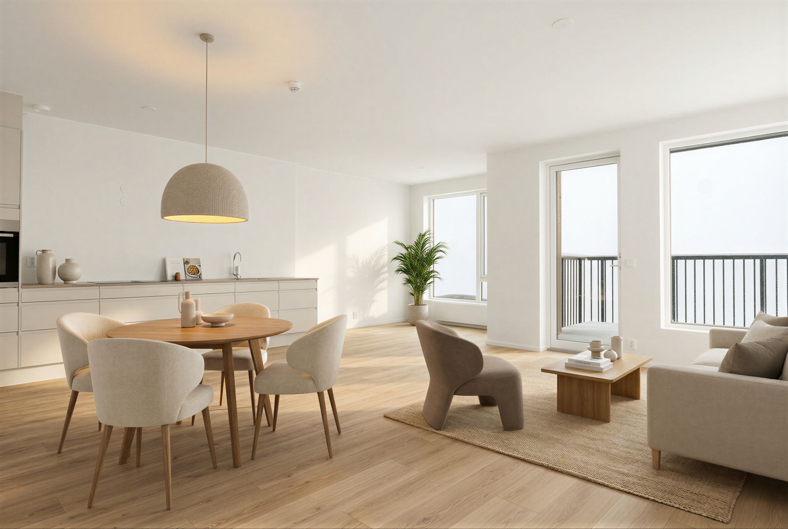 Virtuelles Home Staging Nachher — digital eingerichtetes Wohnzimmer VisualNest